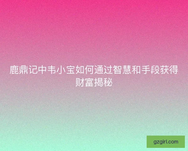 鹿鼎记中韦小宝如何通过智慧和手段获得财富揭秘