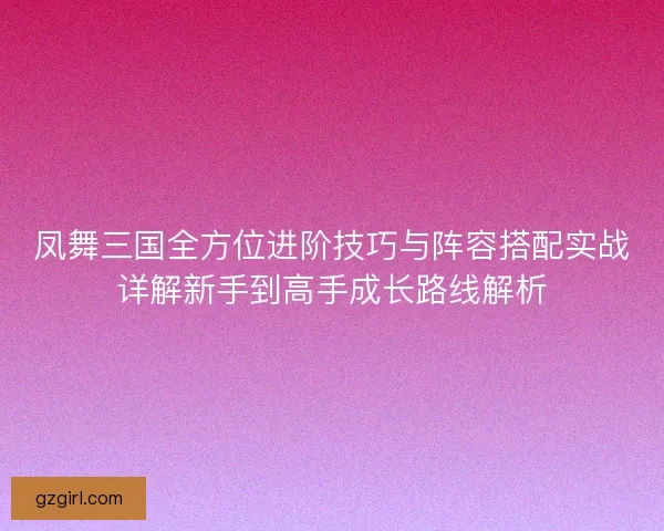 凤舞三国全方位进阶技巧与阵容搭配实战详解新手到高手成长路线解析