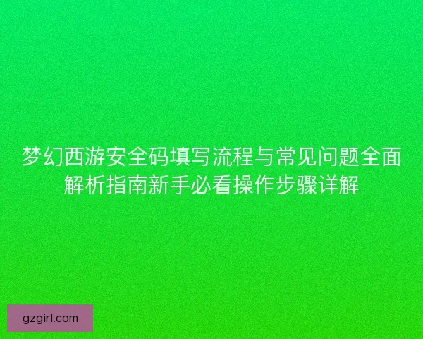 梦幻西游安全码填写流程与常见问题全面解析指南新手必看操作步骤详解 梦幻西游安全码填写流程与常见问题全面解析指南新手必看操作步骤详解