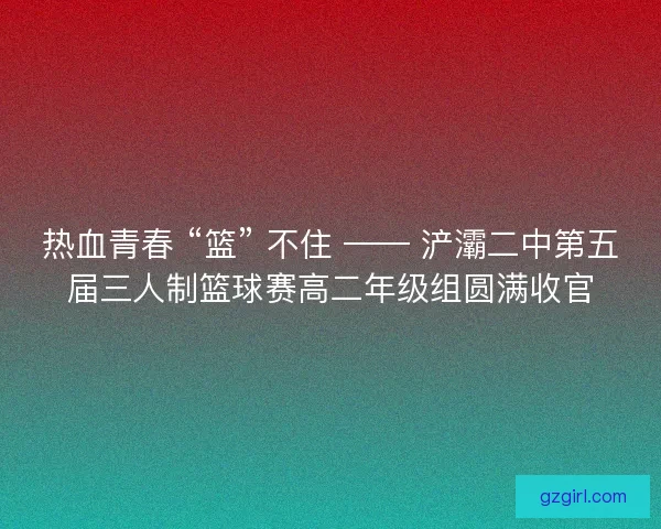 热血青春 “篮” 不住 —— 浐灞二中第五届三人制篮球赛高二年级组圆满收官